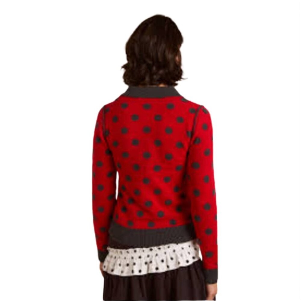DAMSON MADDER Lia Merino Wool Reversible Polka Dot Sweater NWT $240 Sz 4 - Picture 5 of 7